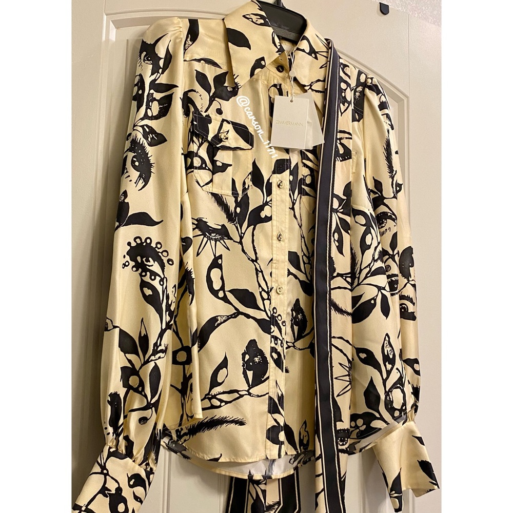 Zimmermann Ladybeetle Scarf Tie Silk Shirt - Picture 5 of 12
